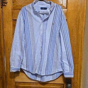 Ralph Lauren Long Sleeve Blue and White Striped Shirt L